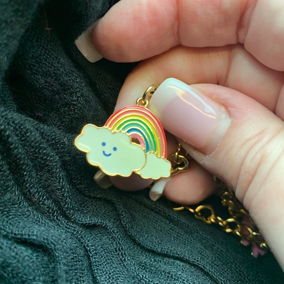 JUICY COUTURE - HEART LINK Charm NECKLACE. Rainbow and pink butterfly charms - Picture 6 of 6